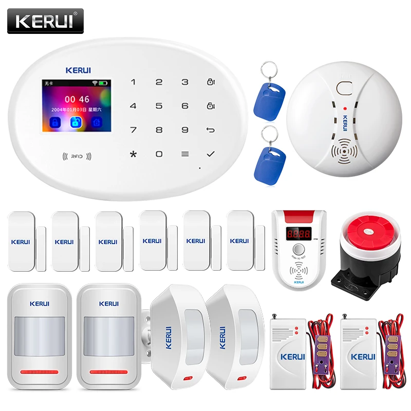 KERUI W20 wifi GSM домашняя система охранной сигнализации умный дом RFID карта приложение контроль движения Охранная сигнализация с функцией обнаружения газа детектор