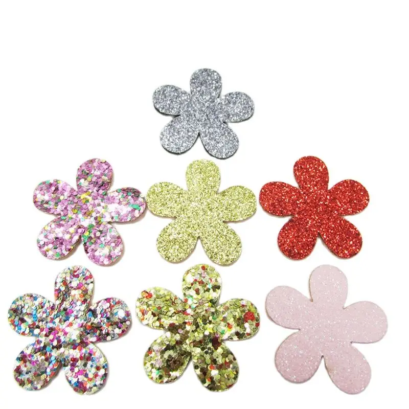 

40Pcs/Lot 3.5cm Flower Shape Padded Appliques For DIY Baby Hair Clip Headwear Crafts Decor Ornament Accessories