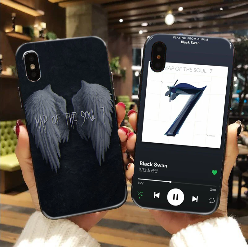 Чехол с изображением черного лебедя MAP OF THE SOUL 7 для iphone X XS XR XSMA 11 11Pro 11ProMax черный