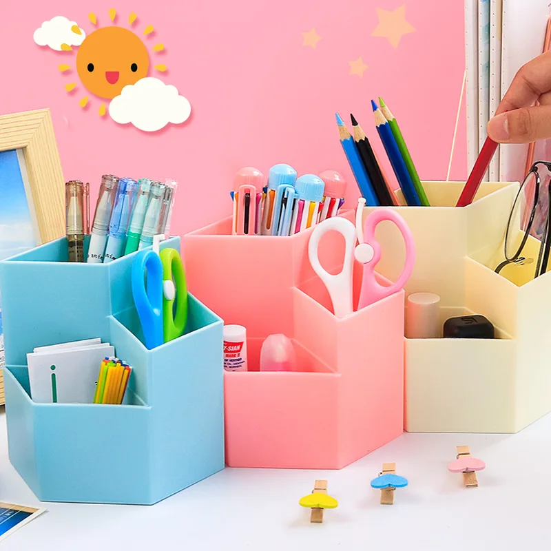 

Nordic three grid ins diamond creative pen holder multifunctional desktop storage bucket decorative ornament storage bucket