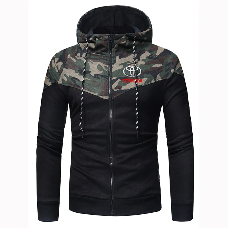 

Новинка весна-осень 2021, мужские толстовки на молнии с принтом Toyota, камуфляжная спортивная одежда с прострочкой, повседневные куртки в стиле ...