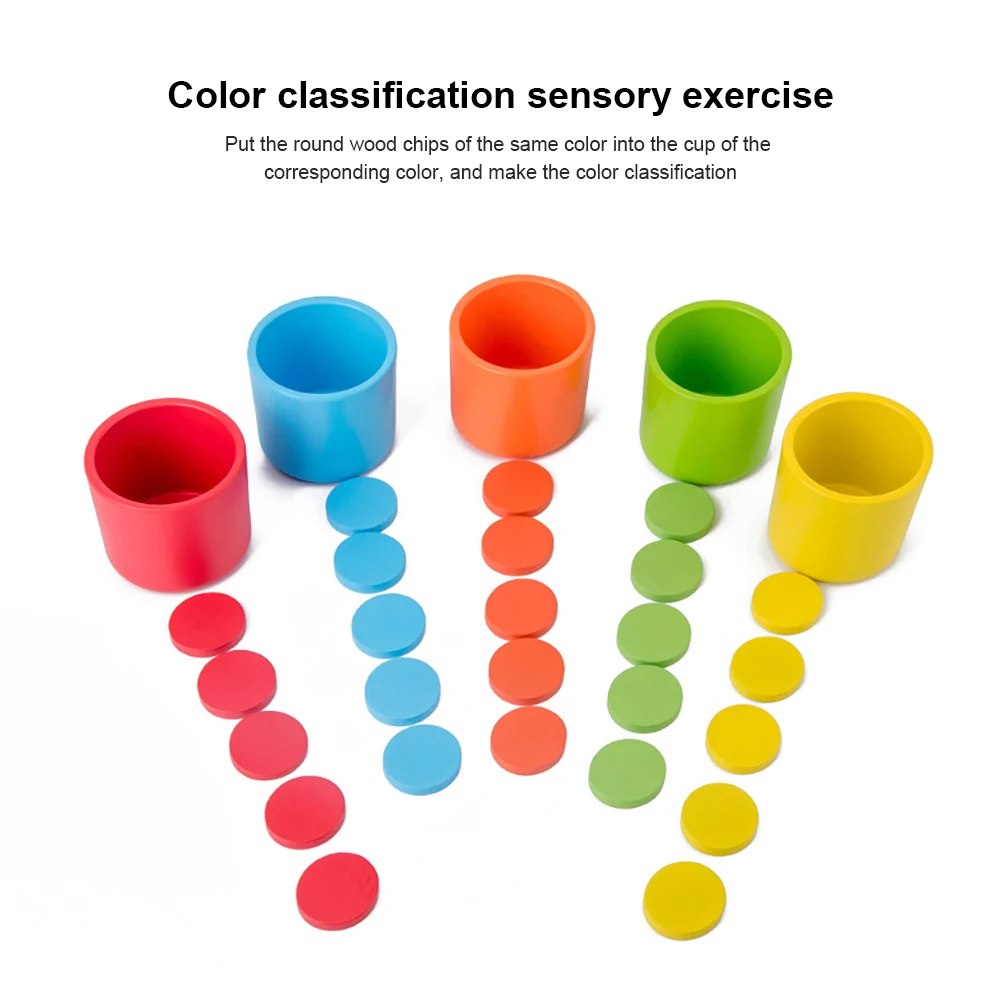 

Kids Color Classification Matching Cup Color Recognition Learning Toy Early Educational Wooden Desk Game Toddler Montessori Toys