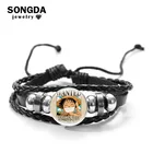 Коллекция аниме цельный браслет Luffy Zoro Sanji Пираты Кожаный Плетеный стеклянный кабошон Застежка Ювелирные изделия Новинка