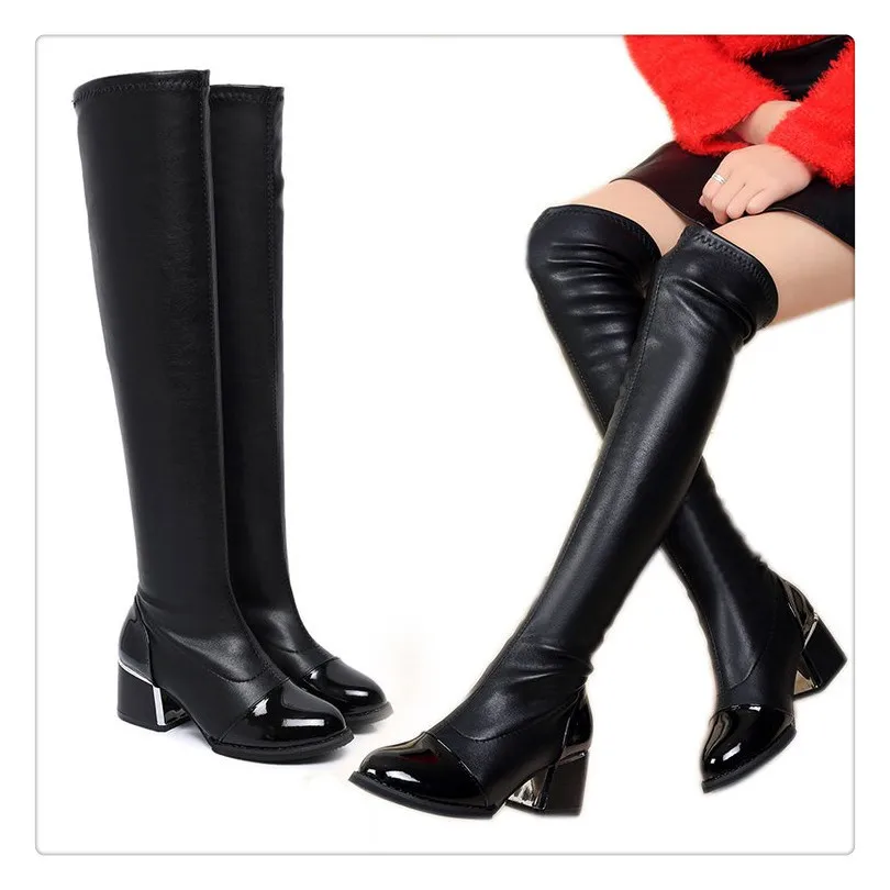 Тонкие эластичные сапоги выше колен высокие женские цилиндрические сапоги| |