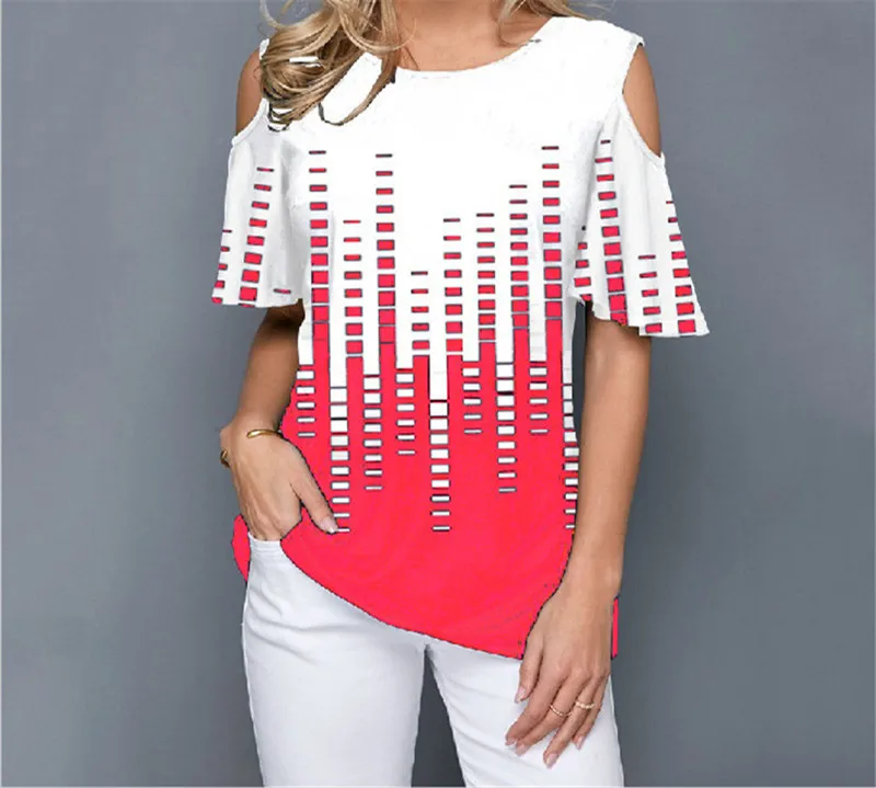 

5XL Large Size Sexy Off Shoulder Ladies T shirt 2020 New Summer Loose Female Tee Shirts Floral Print Plus Size Women Tshirt Tops