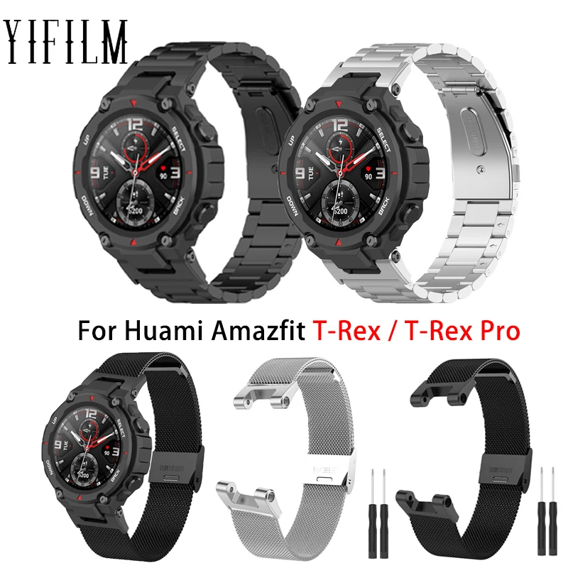 

Металлический браслет для Xiaomi Huami Amazfit T Rex Pro, ремешок для часов Amazfit T-Rex A1918, прочный браслет из нержавеющей стали