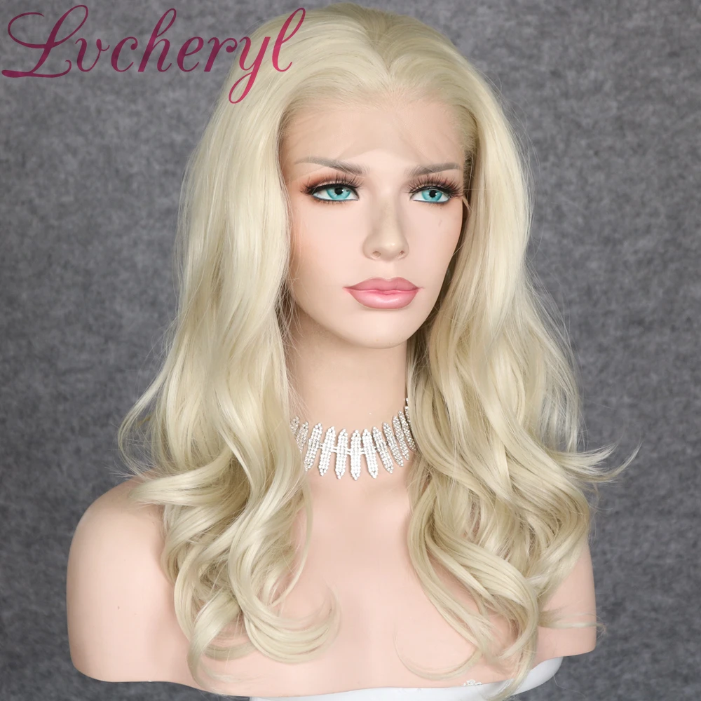 Lvcheryl синтетические кружевные передние парики Платиновые светлые короткие