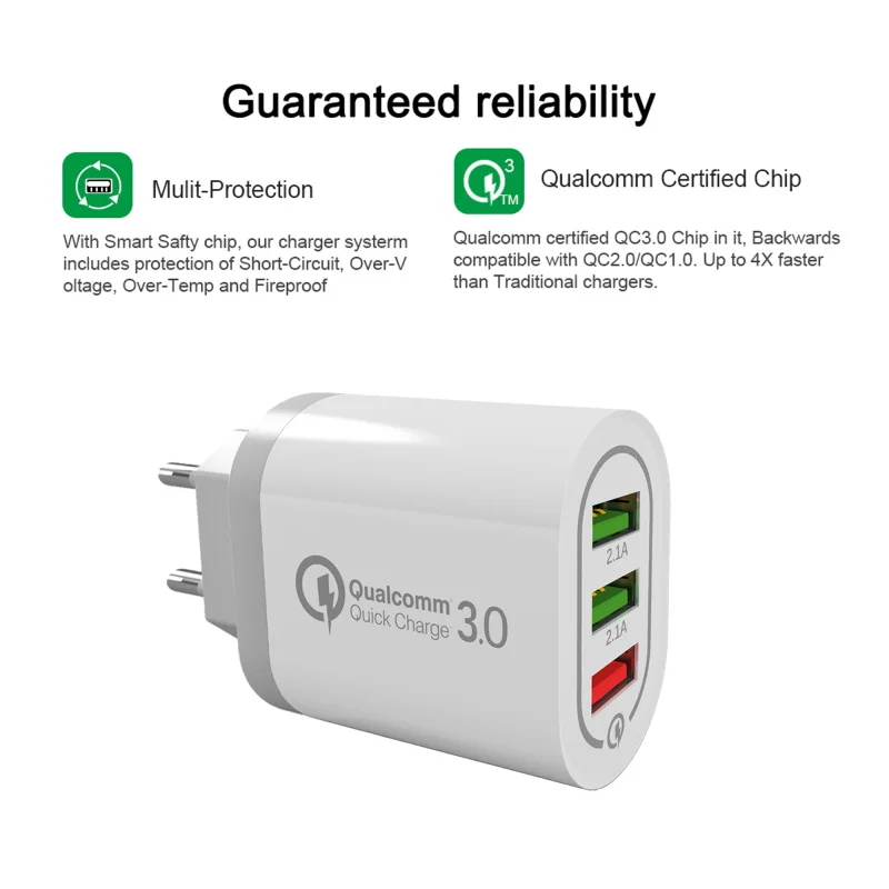 QC 3 0 USB настенное зарядное устройство порта для путешествий быстрое ЕС США