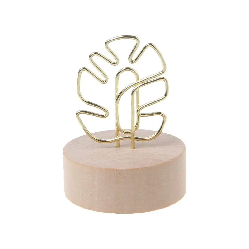 

87HA Memo Card Photo Message Picture Clip Note Clamp Table Numbers Round Wooden Base Holder For Wedding Party