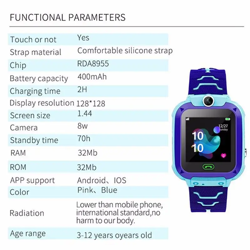Q12 Детские умные часы 2G SIM LBS позиционирование ячейка Relogio Smartwatch Android для детей
