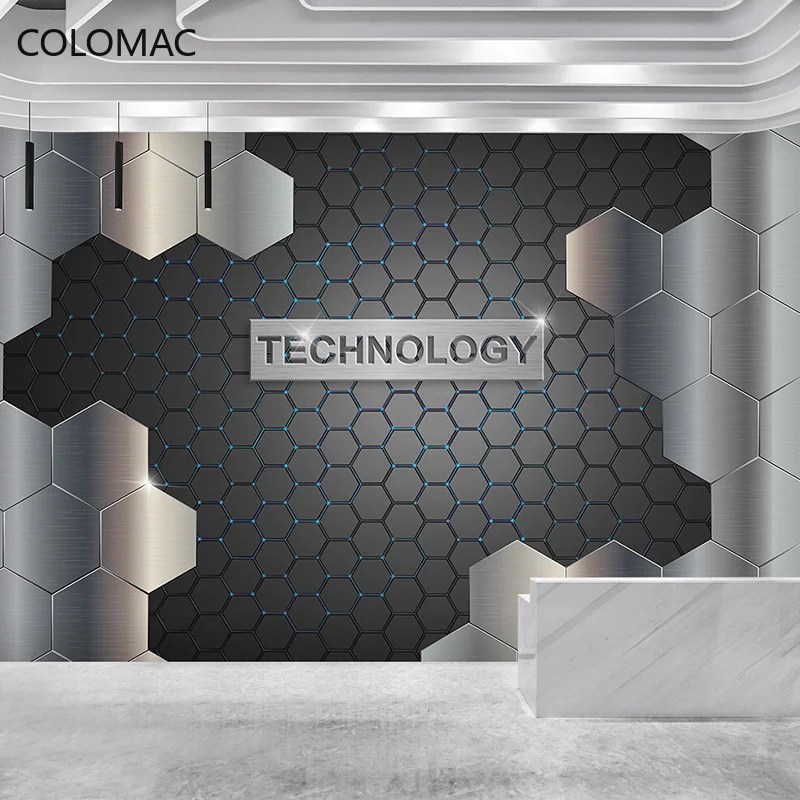 

Colomac Custom 3d Geometric Metal Technology Sense Wallpaper Simple Company Gym Bar Office Background Mural Dropshipping