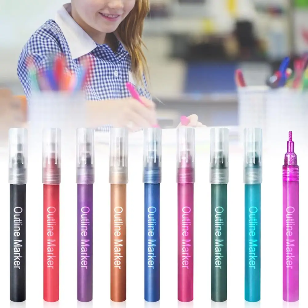 Outline Marker Double Line Pen Journal Pens Colored Permanent Coloring Sketching Card Make Amateurs Professionals #B | Канцтовары для