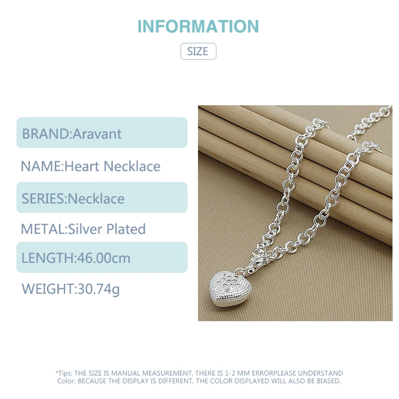 

925 Silver Jewelry Heart Pendants Necklaces Chains For Women Valentines Day Top Quality Jewelry Gift