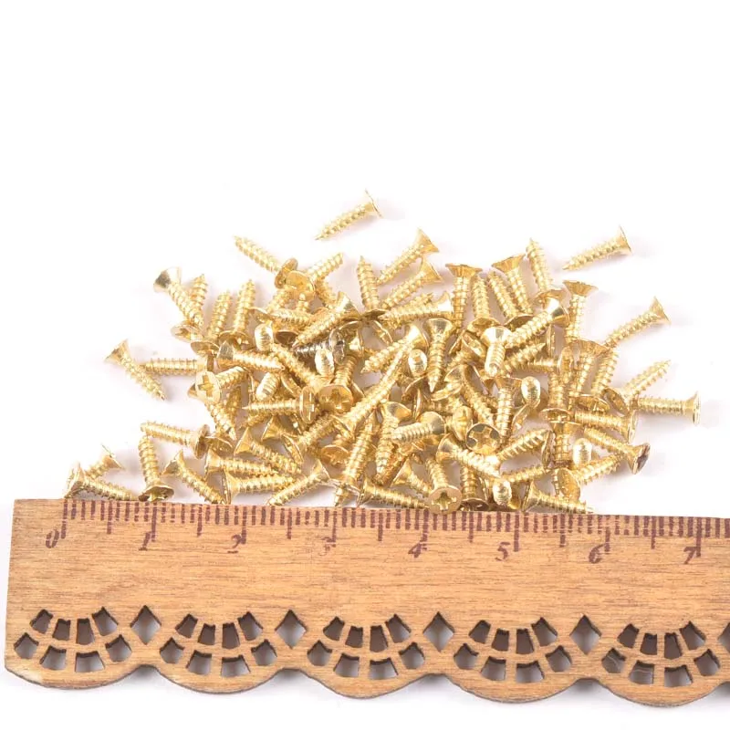 100 шт. серебряный/золотой/Бронзовый винт с плоской головкой маленькая мебель для