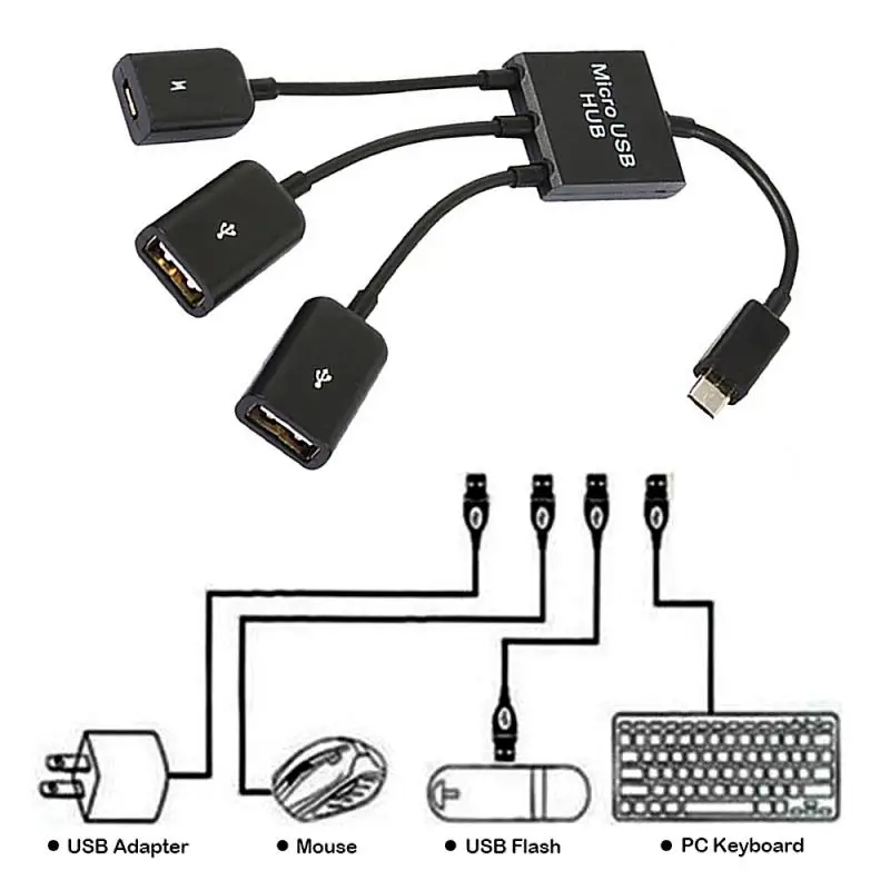 1 шт. Новый высокоскоростной 3 в Micro USB OTG порта концентратор зарядный адаптер