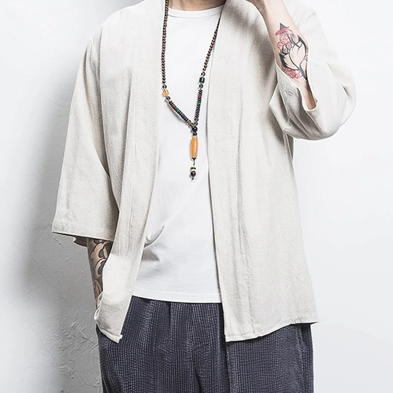 

Kimono Cardigan Men Japanese Obi Male Yukata Men'S Haori Japanese Samurai Kimono Shirt Men Traditional Japanese Clothes FF2737