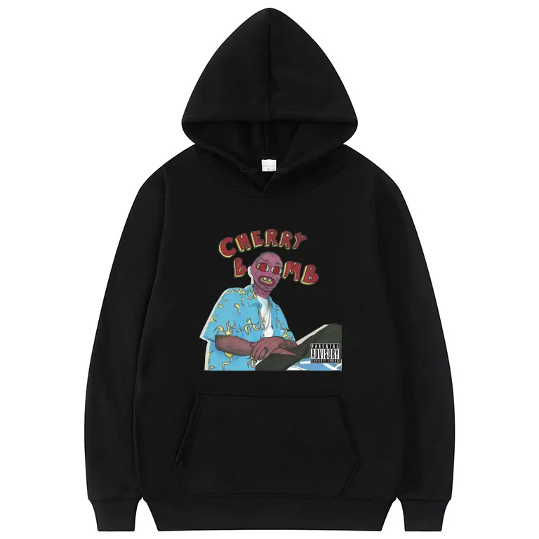 

Mr.cherry Bomb Hip Hop Rapper Black and White Hoodie Harajuku Print Coat Fashion Loose Hoodies Men Funny Sweatshirt for Womens