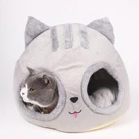 cat bed cave soft covered cat bed cat head shaped pet kitten hut cat head kennel semi closed thick warm pet kennel pet supplies