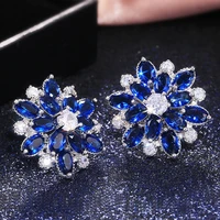 gorgeous double layer flower women stud earring 7 colors available wedding dancing party fine gift female classic earring