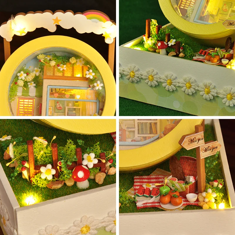 

Doll House Furniture Diy Miniature 3D Wooden Miniaturas Dollhouse Toys for Children Birthday Gifts Case