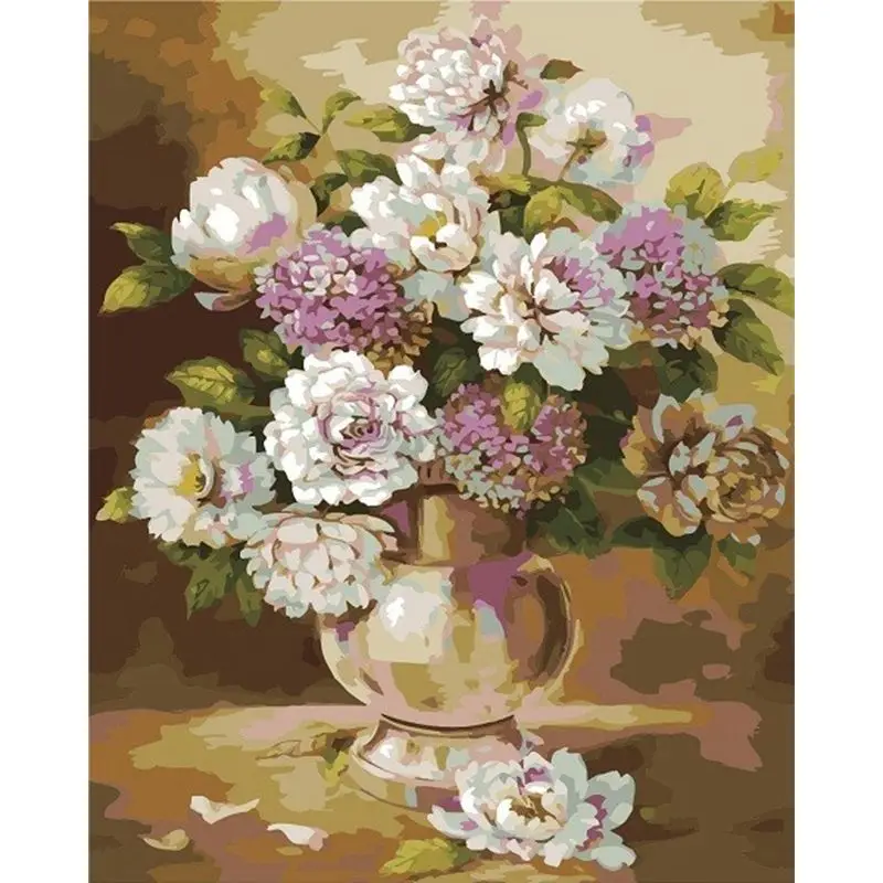 

Paint By Numbers For Adults vase Photo Frames Picture flowers Acrylic On Canvas wall decor home 60X75Cm frame Gatyztory Diy Kit