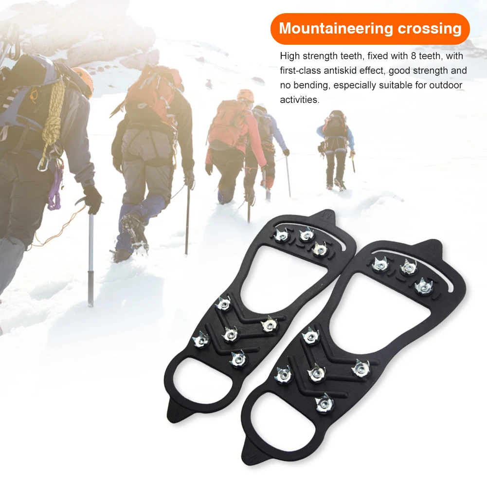 

8 Teeth Ice Gripper For Shoes Snow Crampons Anti-Slip Ice Gripper Hiking Cleats Spikes Traction Ice Floes 8 Stud Shoes Grip