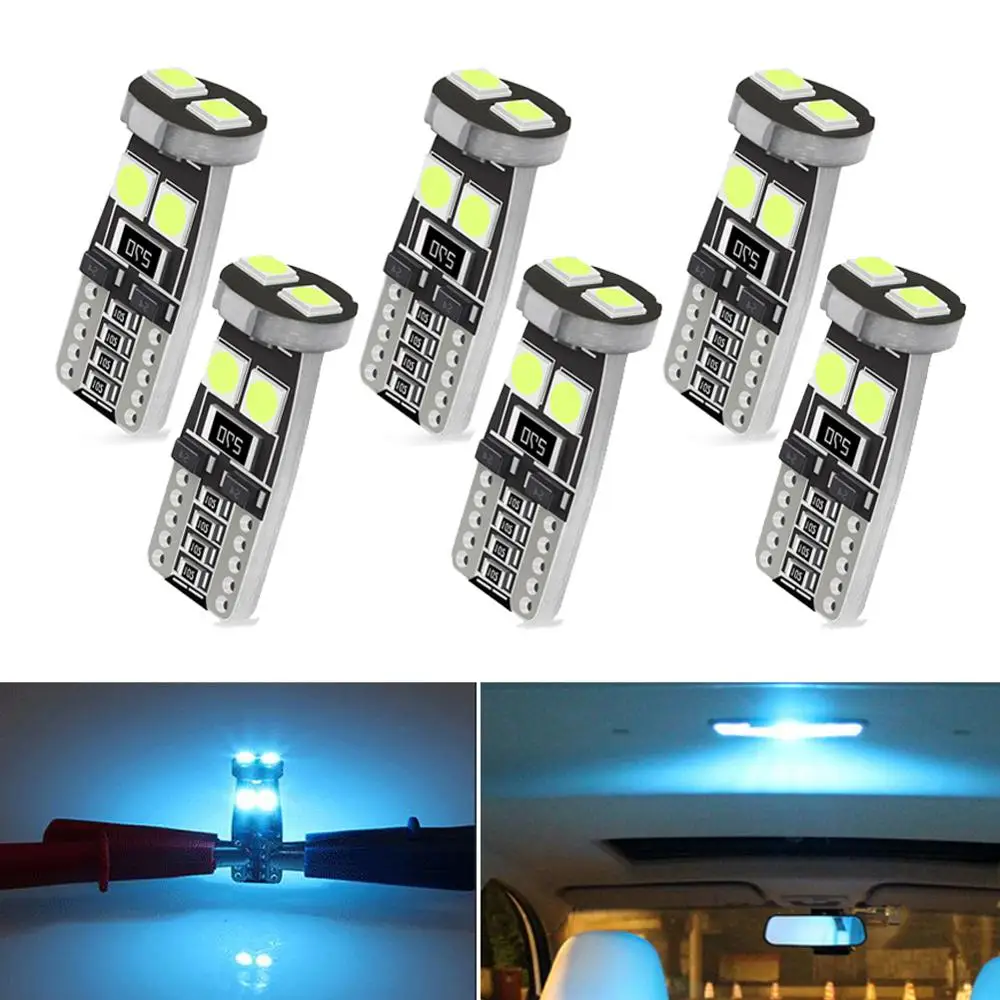 

6pcs Canbus T10 W5W 168 194 LED Bulbs Car Interior Lights Super Bright 3030 Chip 6SMD License Plate Auto LampReading Lights 12V