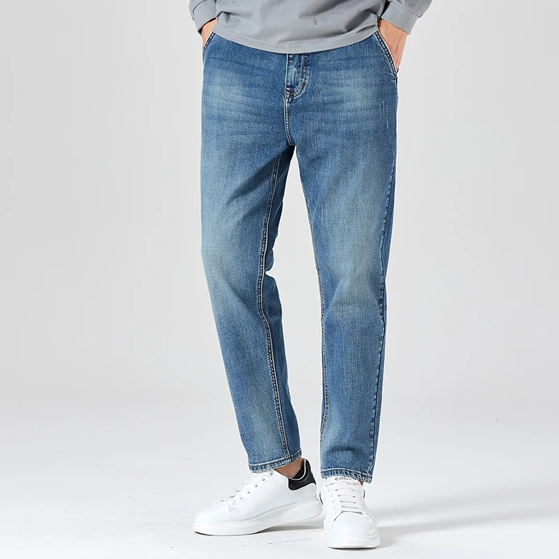 

Autumn Fashion New Men's Straight Harem Pants Loose Trend All-match Comfortable Stretch Classic Blue High Quality Cotton Jeans