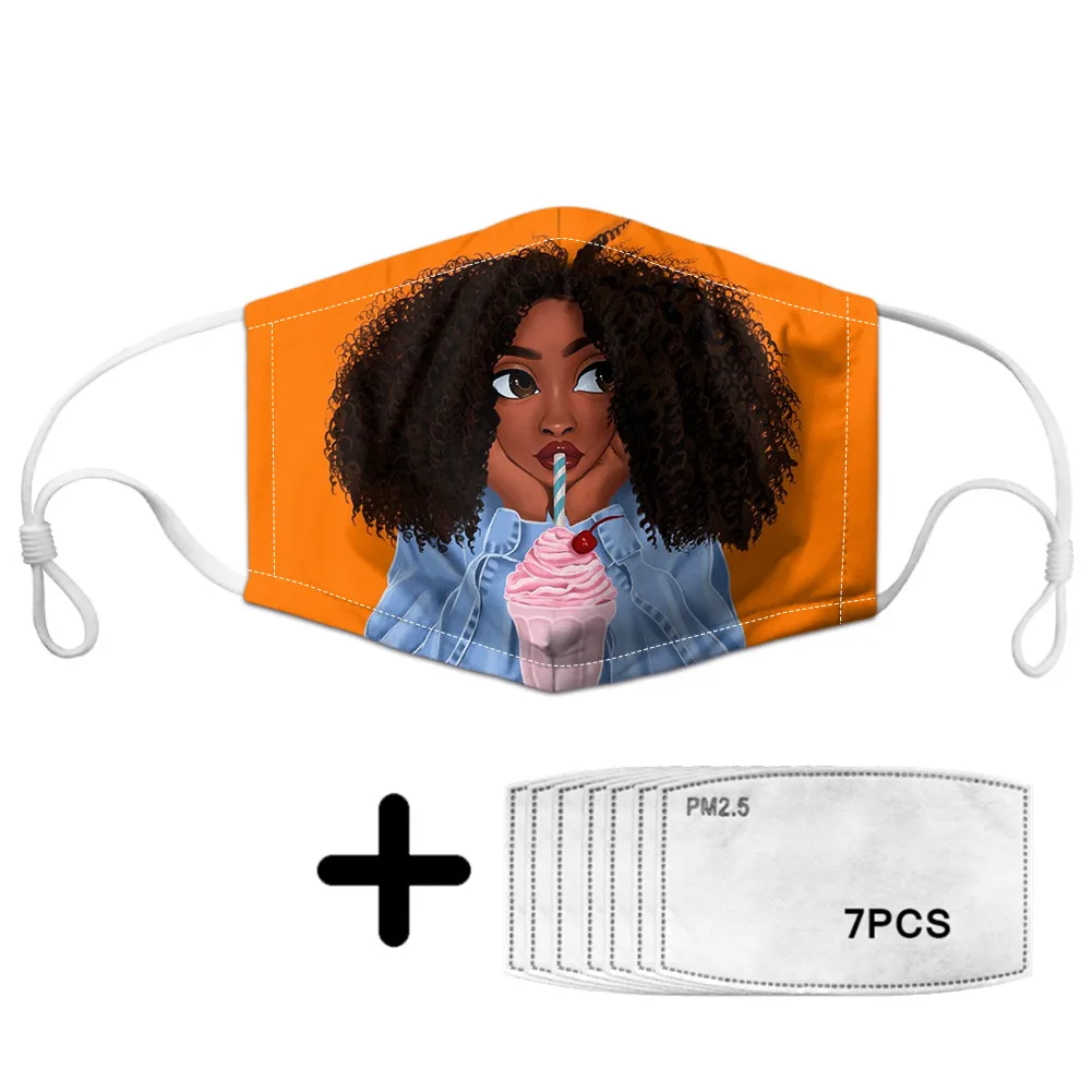 Женская маска для рта женская черная модная лица с принтом в африканском стиле