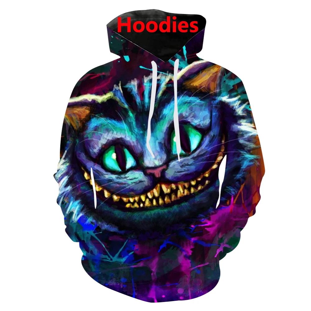 Футболка с 3d принтом Чеширского кота/толстовки/брюки модный мужской Харадзюку