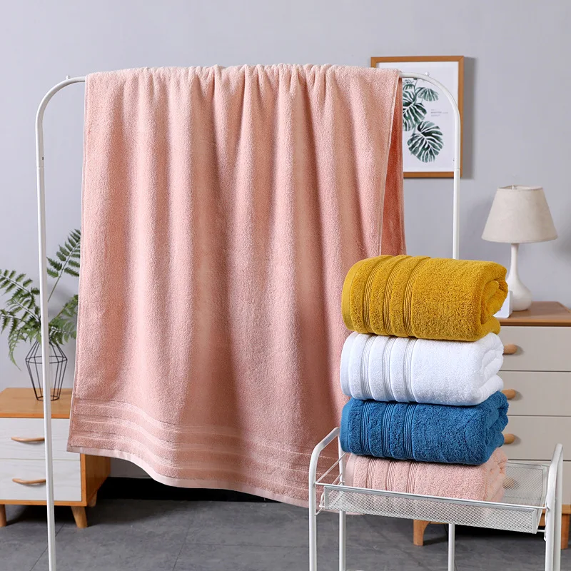Банное полотенце из чистого хлопка влагопоглощающее быстросохнущее однотонное