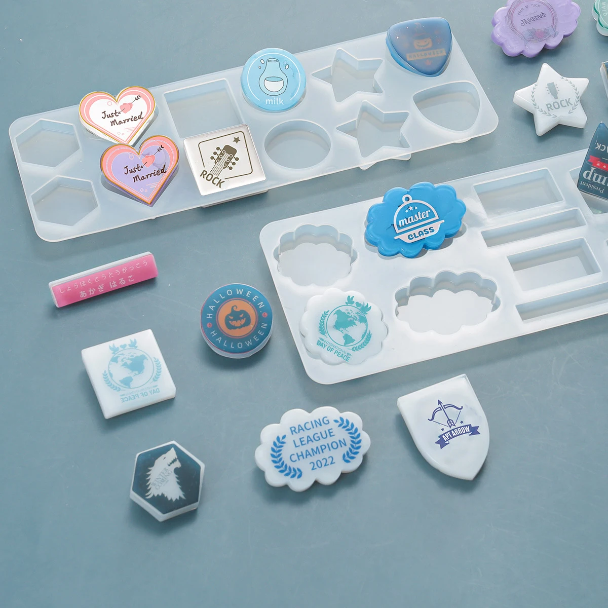 

Epoxy Resin Mold DIY Round Square Listing Shield Brooch Silicone Mold Handmade Resin Crafts Jewelry Making Supplies