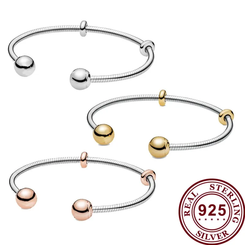 

New Pan S925 Silver New Open Crown Leaf Round Snake Bone Chain Bracelet Women's Fashion Wedding Gift