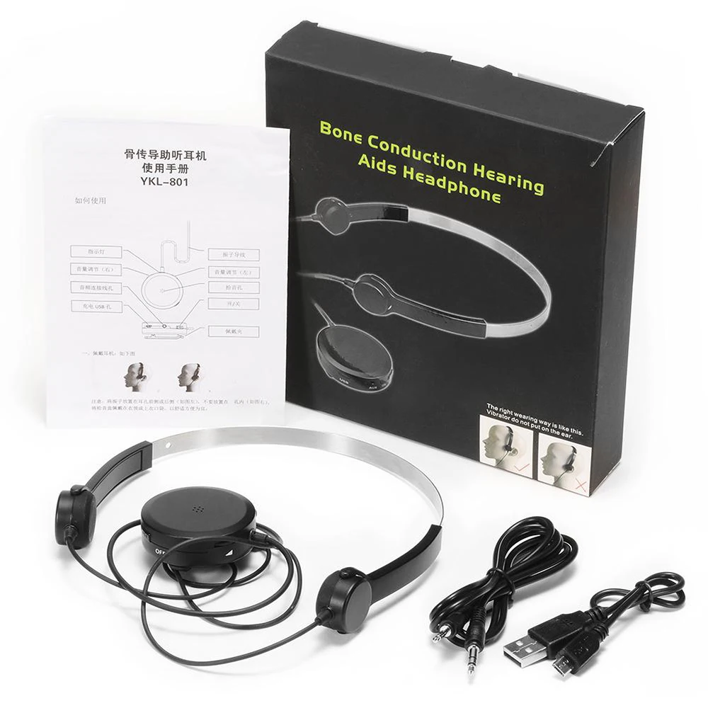 

Bone Conduction Headsets Wired Sports Headphones for People with Hearing Impairment Sound Pick-up AUX IN Function Hearing Aids