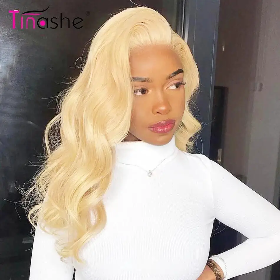 Tinashe волосы 613 блонд парик фронта шнурка объемная волна HD прозрачный кружевной
