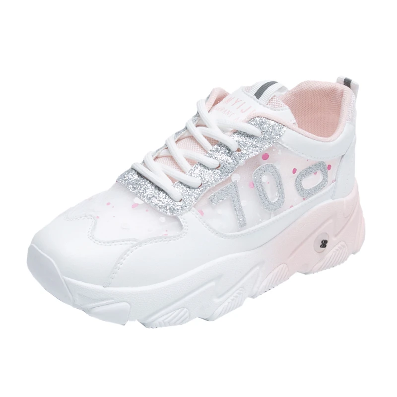 Женские кроссовки на массивной подошве Желтые Повседневные для бега в Корейском