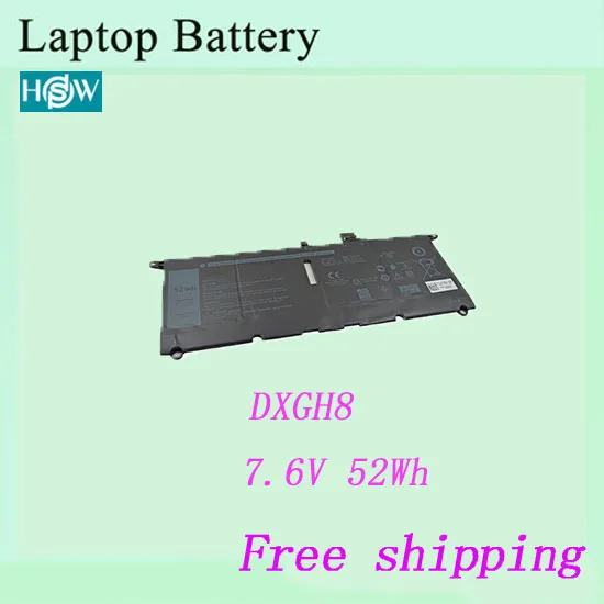 7,6 V 52Wh DXGH8 Аккумулятор для ноутбука Dell XPS 13-9370-D1905TG для Dell XPS 13-9370-D2905G батареи