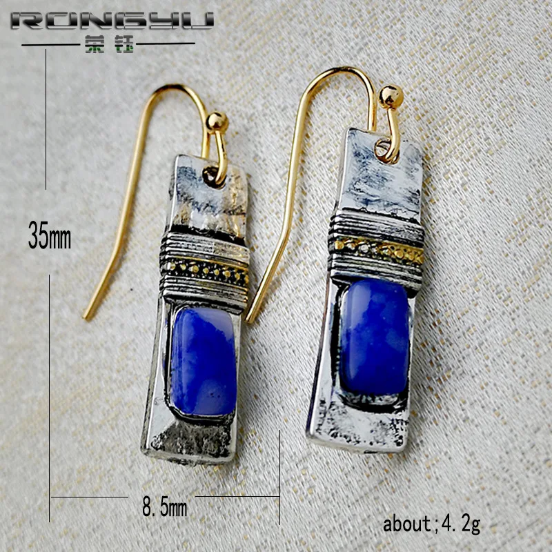 

Trendy Vintage Drop Earrings Blue Color Crystal Elegant for Women Party Wedding Engagement Jewelry Gift