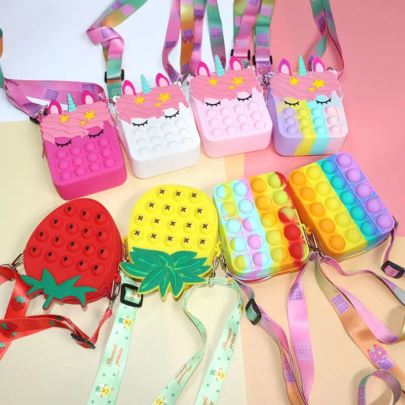 

2022 New Pop Bags Purse for Girls Fidget Toys Anti Stress Relief Push Bubbles Game for Kids Xmas Birthday Gift Brinquedos Bolsas