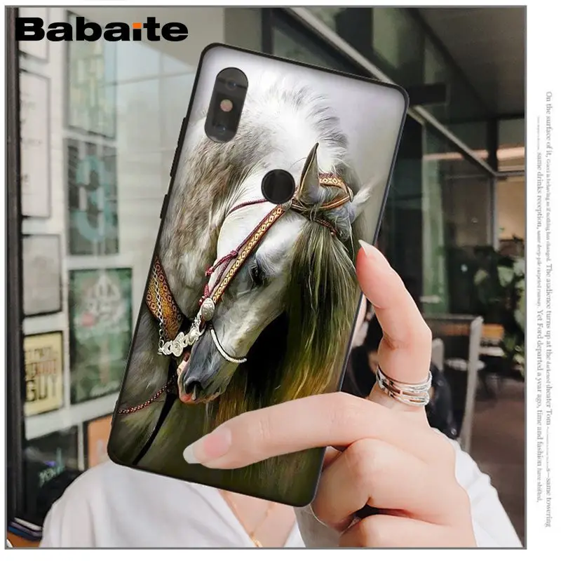Babaite Horse Animal Smart Cover Black Soft Shell Phone Case for Xiaomi Mi 6 Note3 8 8SE Redmi 5 5Plus Note4 4X Note5 Cellphones