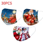 30 шт., одноразовые маски для лица с Санта-Клаусом