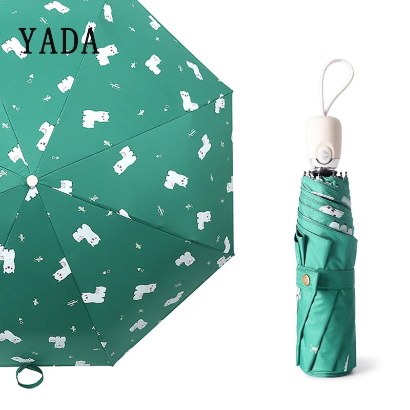 YADA зеленый мультяшный Альпака автоматический зонт прозрачные складные зонты для