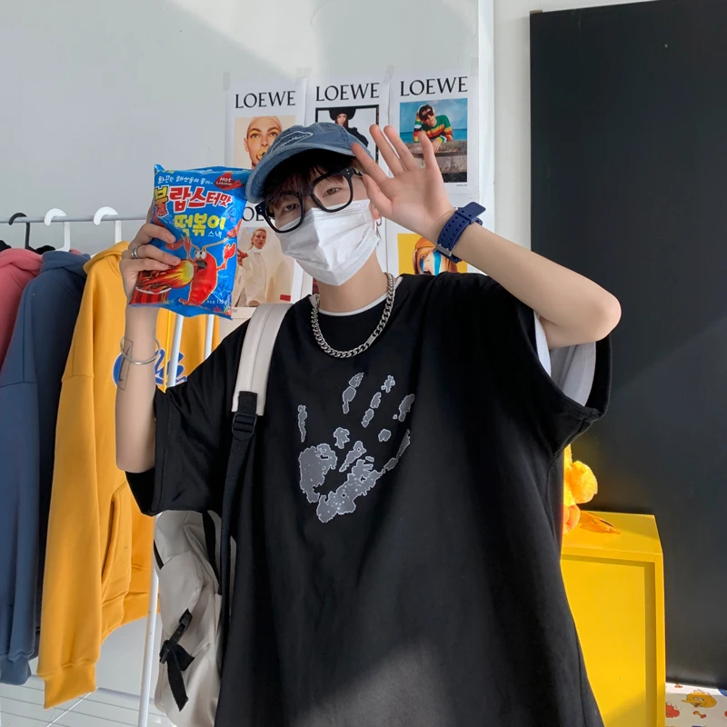 

Palm Graphic 100% Cotton Oversized Hip Hop Men T Shirt Short Sleeve Summer Loose Harajuku Woman Clothing Vintage 2021 Streetwear