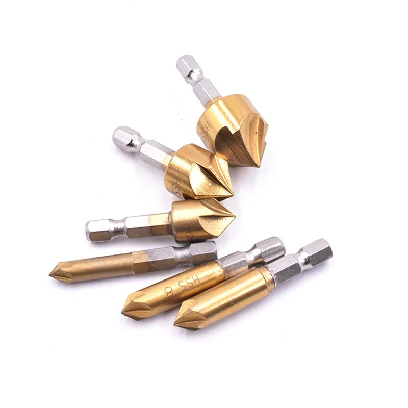

3pcs/5pcs Chamfer Countersink Chamfer Drill Bit Hex Shank 90 Degree Wood Chamfering Cutter 12mm16mm19mm set