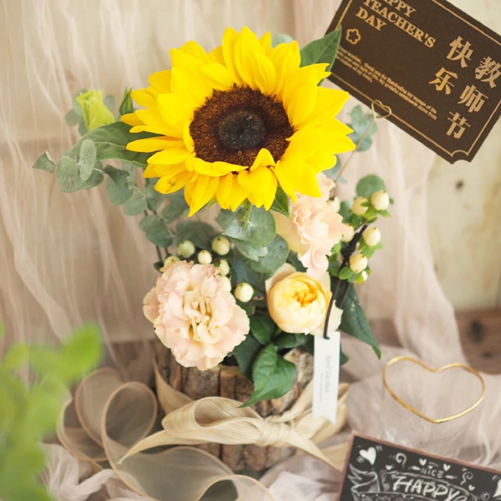 Деревянная ваза для цветов винтажный круглый цветочный держатель декоративный