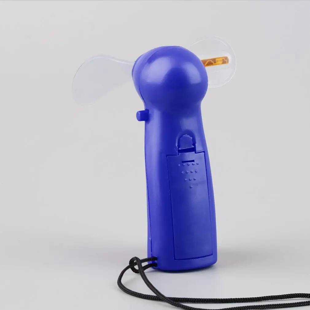 

Portable Handheld Cooling Fan Colorful LED Mini Light Battery Power W/Strap Kids Bedroom Atmosphere Gift for Children