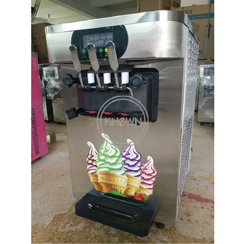 Table desktop stainless steel 22L mcdonald's mini 3 flavors soft serve ice cream sundae cone making machine free | Бытовая техника