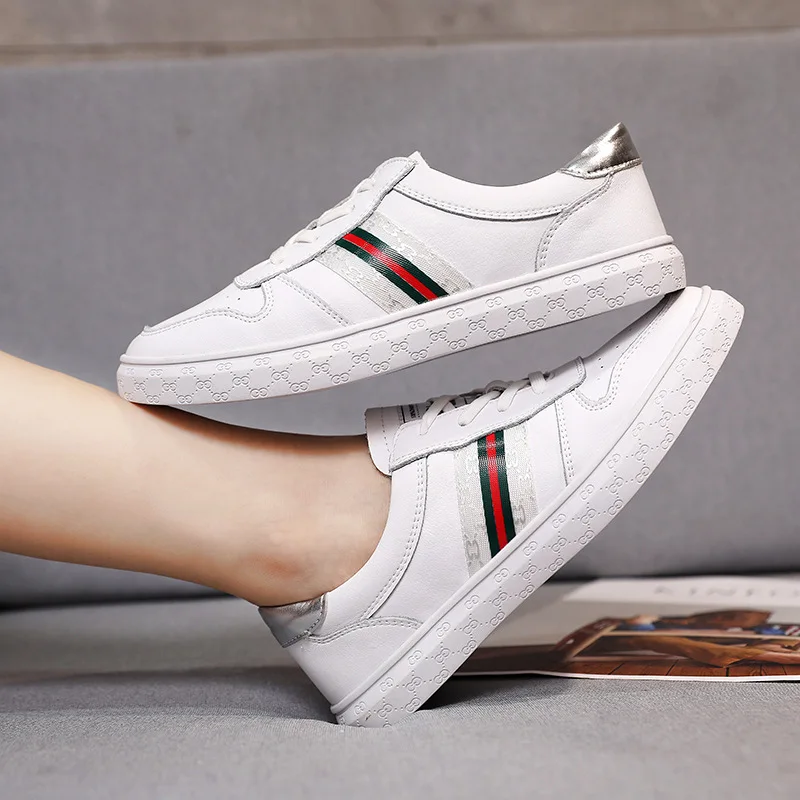 

Synthetic leather white shoes women women's shoes students running flat single shoes casual white shoes zapatillas mujer