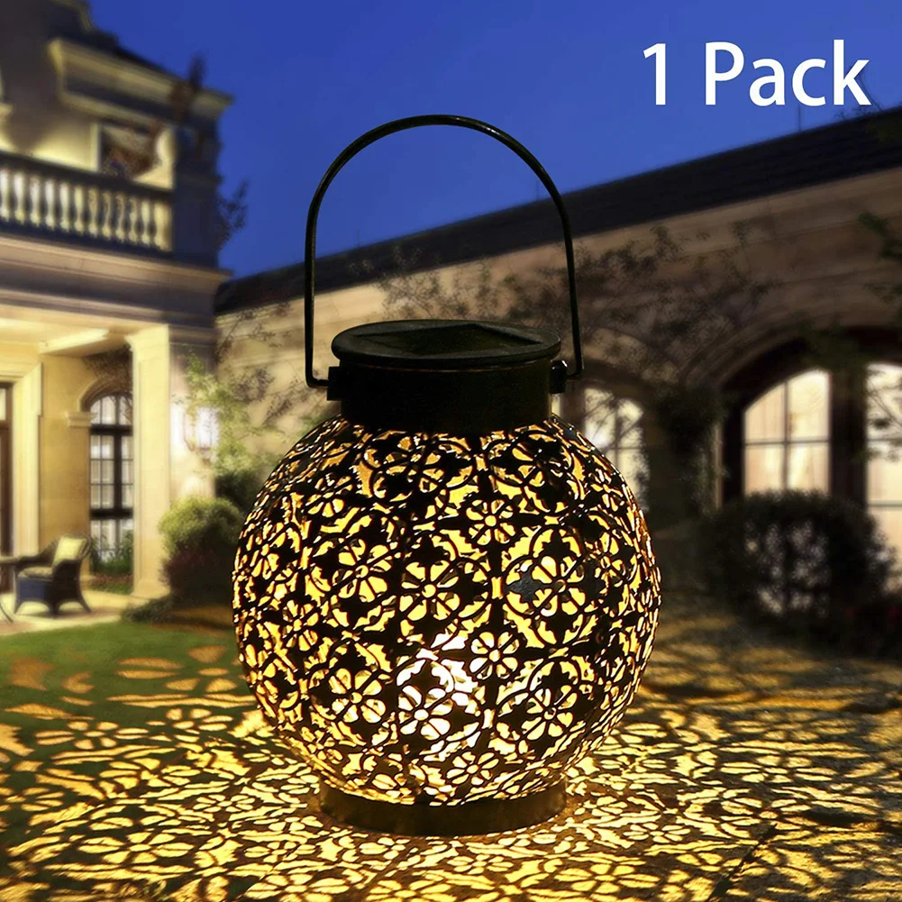 

Outdoor Solar Garden Light Hollowed Out Shadow Lantern Hanging Hollow Solar Powered Lamp Landscape Garden Adornment