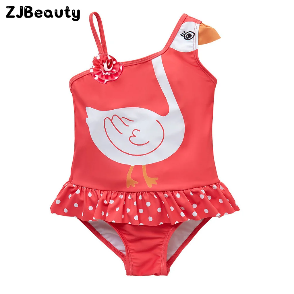 Летний детский цельный купальный костюм бикини с оборками и героями